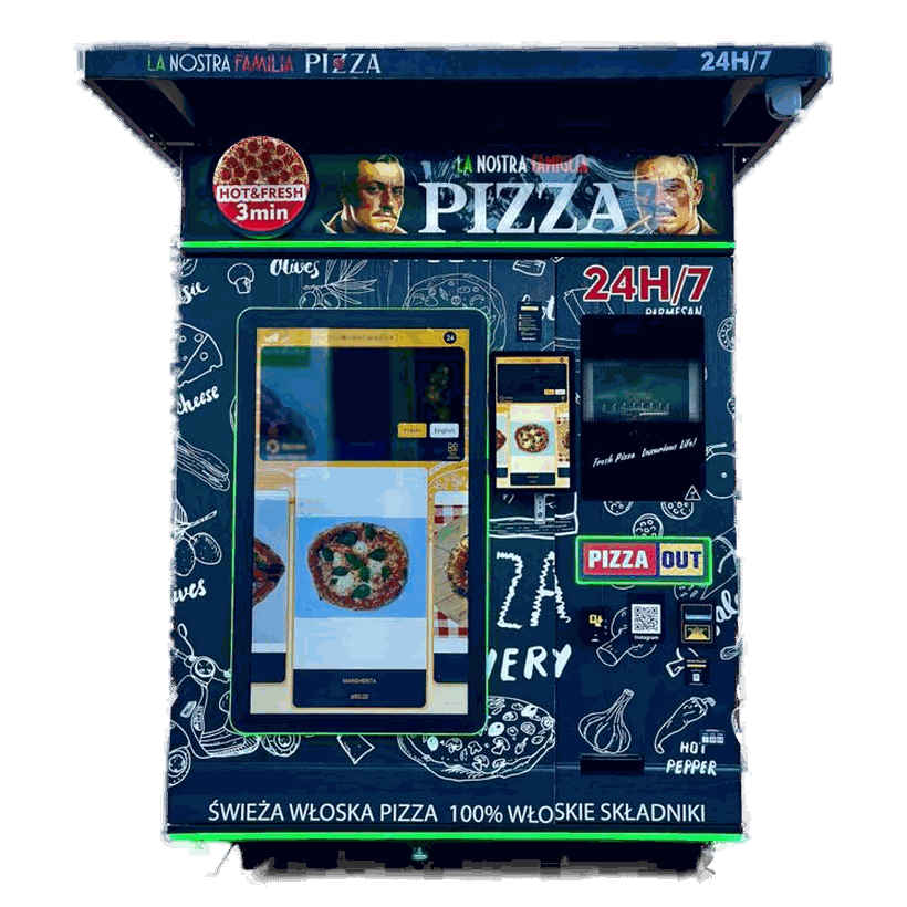 Automat de pizza — vedere din față